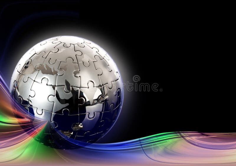 Globe puzzle on abstract background