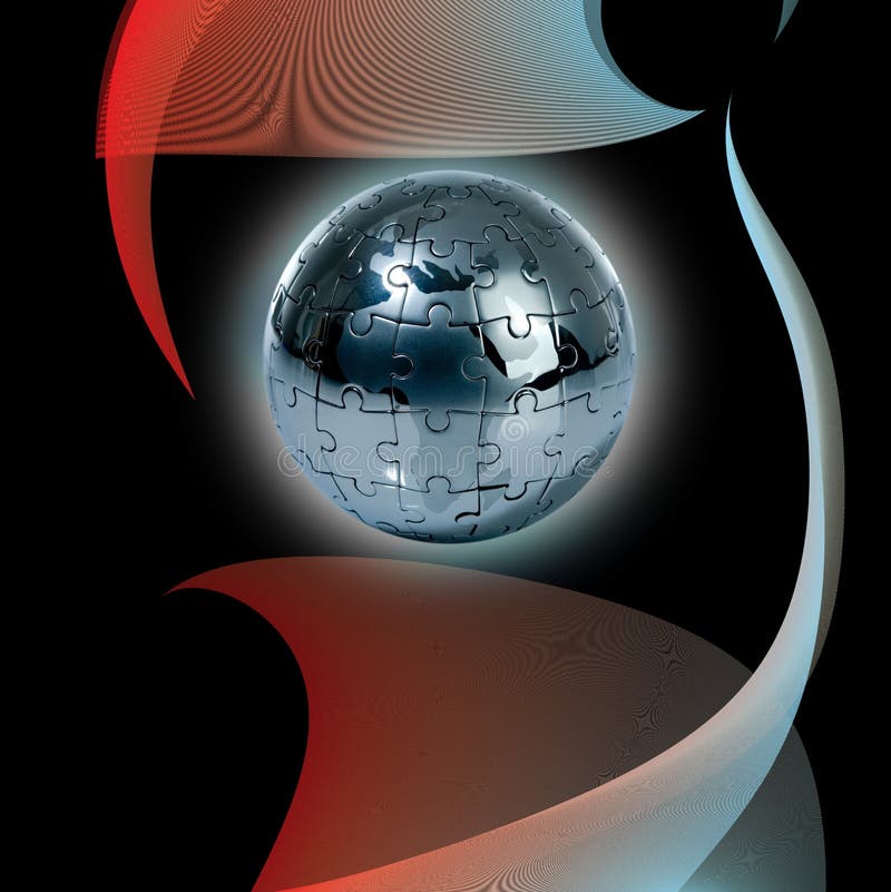 Globe puzzle on abstract background