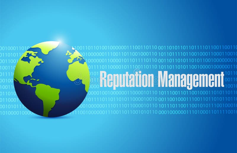 Globe reputation management sign illustration stock image