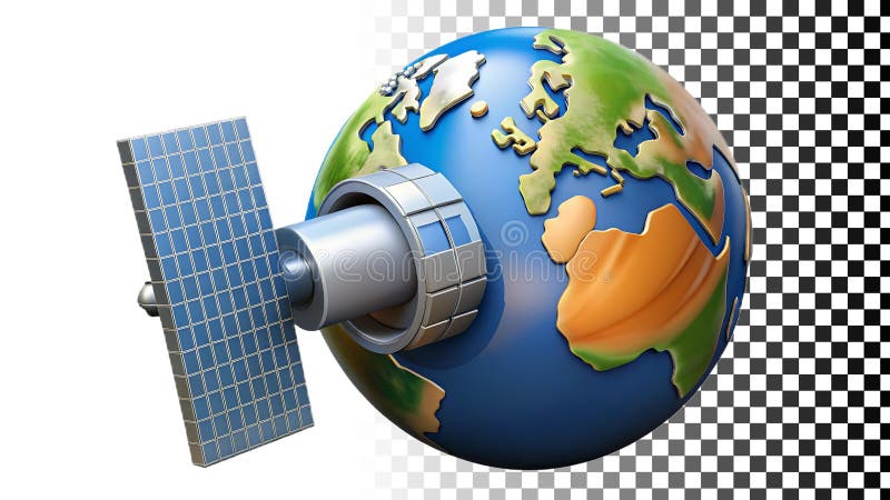 Globe with satellite communication technology global network earth model connection png transparent image Generative AI royalty free illustration