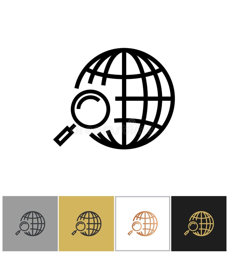 Globe search icon, web or internet search symbol stock illustration Globe search icon, web or internet search symbol stock illustration