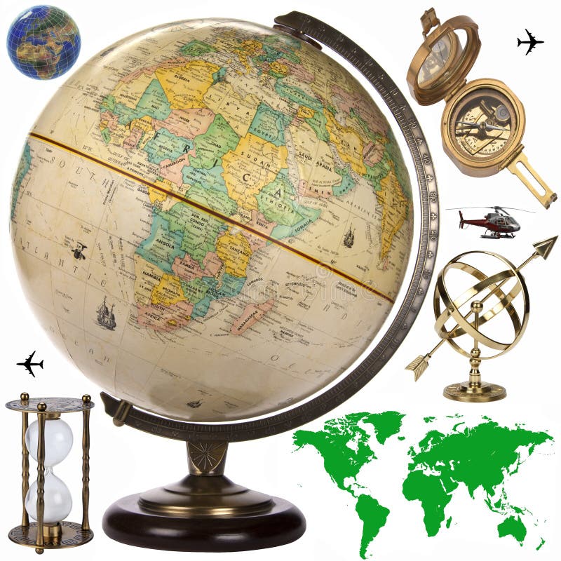Globe - voyage Obects - d'isolement photographie stock libre de droits Globe - voyage Obects - d'isolement photographie stock libre de droits