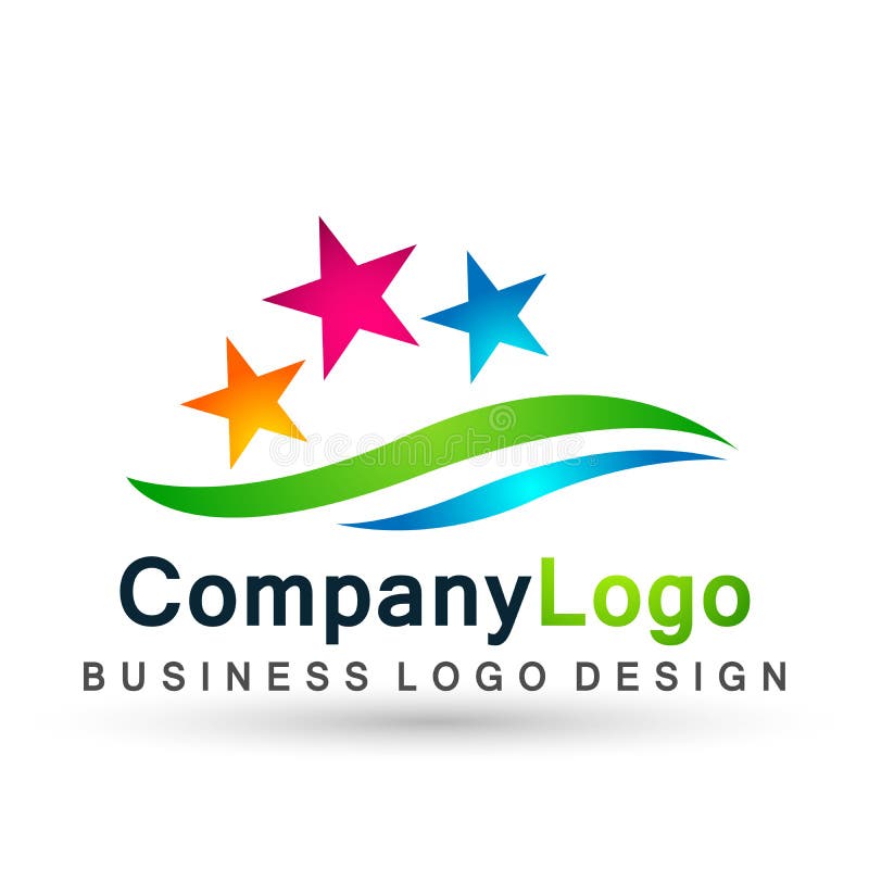 Globe world green three star and sea water wave logo concept symbol icon design vector on white background royalty free illustration Globe world green three star and sea water wave logo concept symbol icon design vector on white background royalty free illustration