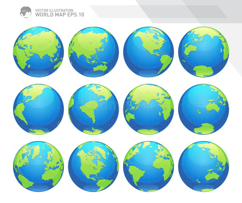 Globes showing earth with all continents. Digital world globe vector. Dotted world map vector. vector illustration