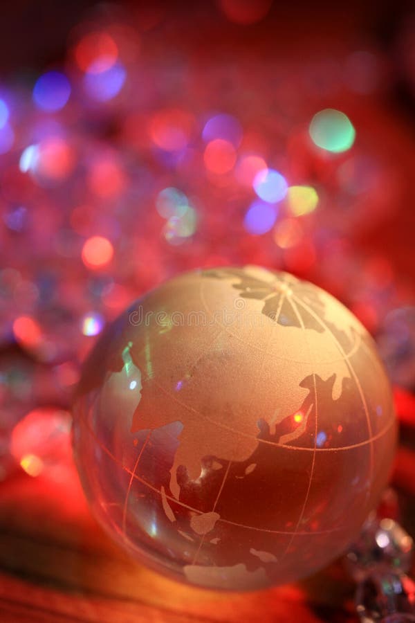 Glass of globe with sparkle background. Glass of globe with sparkle background