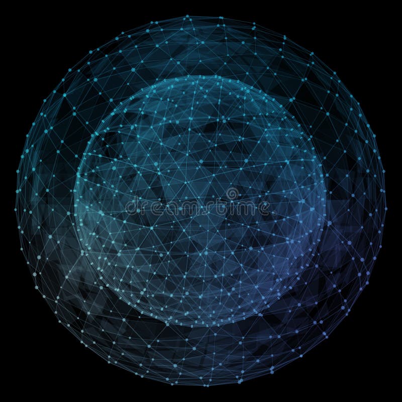 Globo azul abstracto de la red Concepto de la tecnología de comunicación global stock de ilustración Globo azul abstracto de la red Concepto de la tecnología de comunicación global stock de ilustración