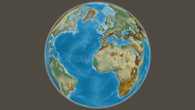 Relief globe map centered on Western Sahara. Relief globe map centered on Western Sahara