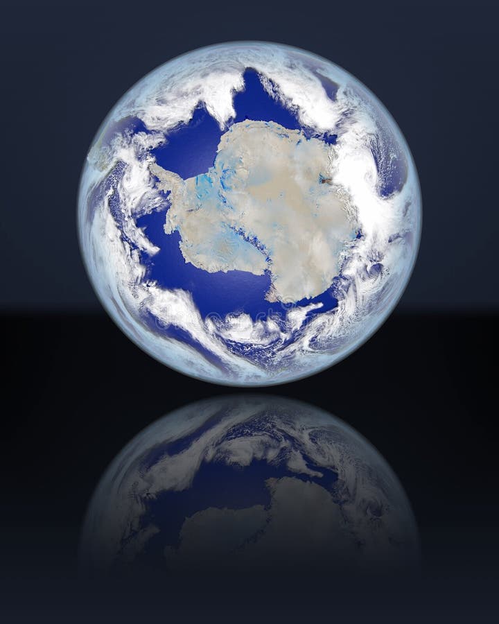 Globo che affronta l'Antartide nello scuro illustrazione di stock Globo che affronta l'Antartide nello scuro illustrazione di stock