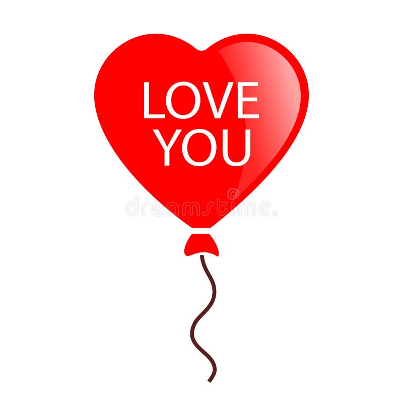 Globo con forma de corazón rojo me encanta el texto libre illustration