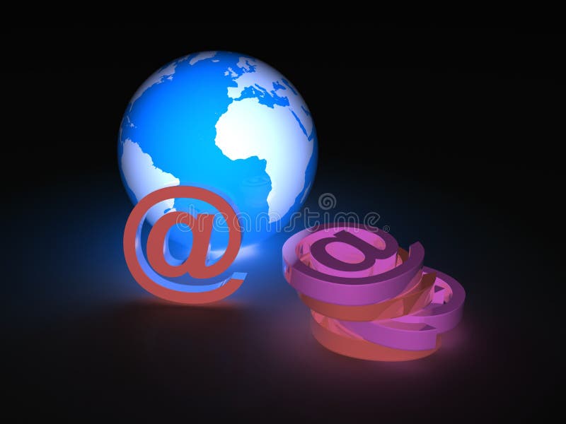 Globo d'ardore e @ segni illustrazione di stock Globo d'ardore e @ segni illustrazione di stock