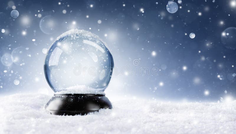 Snow Globe - Christmas Magic Ball On The Snow. Snow Globe - Christmas Magic Ball On The Snow