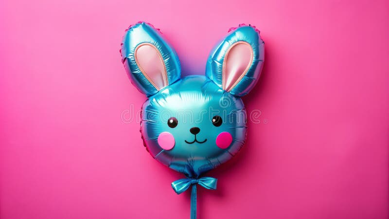 Globo de aceite de conejo azul en un lúgubre fondo rosado celebración de inocencia y diversión libre illustration