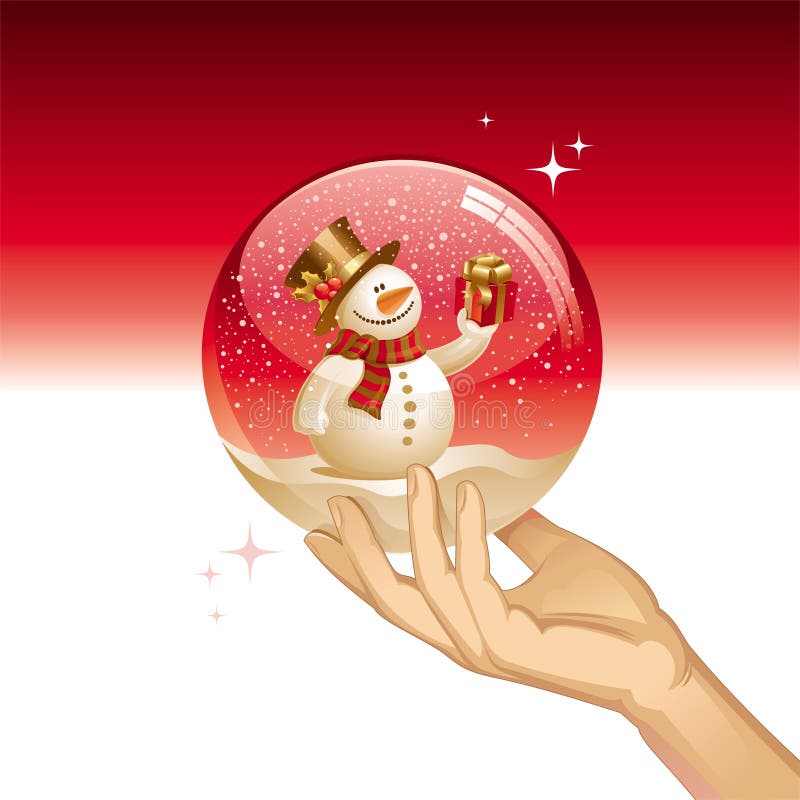 Globo de la nieve con el muñeco de nieve stock de ilustración Globo de la nieve con el muñeco de nieve stock de ilustración