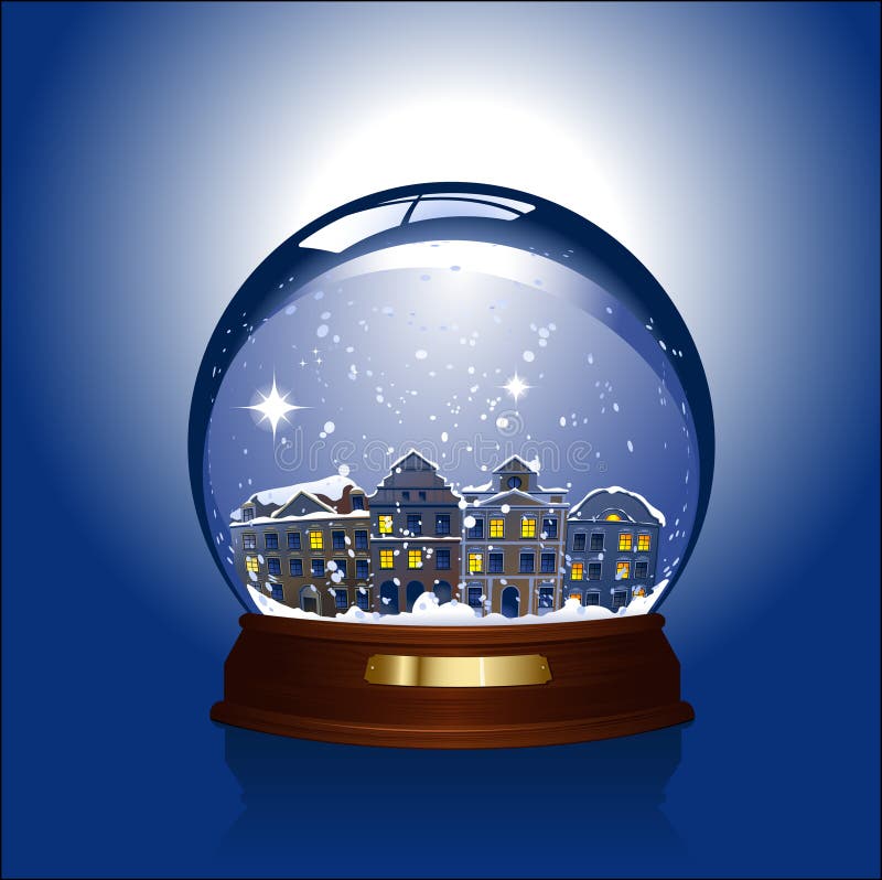 Globo de la nieve con la ciudad adentro stock de ilustración Globo de la nieve con la ciudad adentro stock de ilustración
