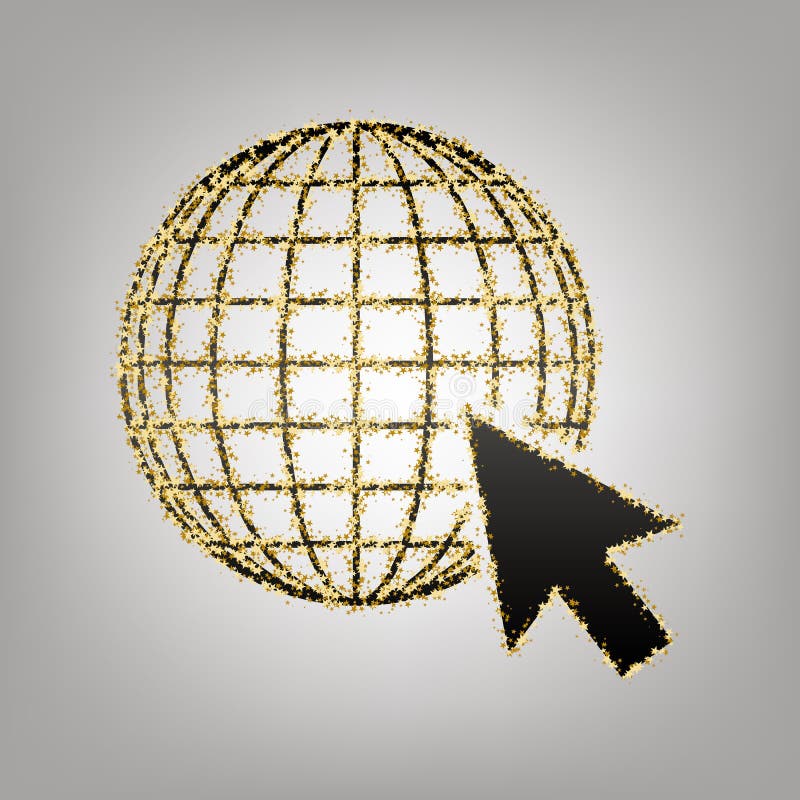Globo de la tierra con el cursor Vector Icono negruzco con las estrellas de oro libre illustration