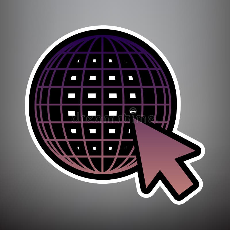 Globo de la tierra con el cursor Vector Icono violeta de la pendiente con negro libre illustration