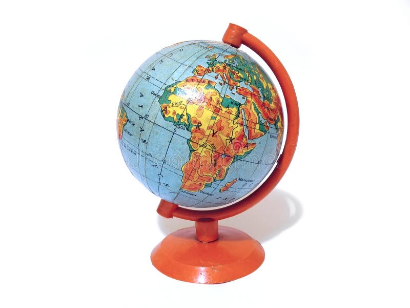 Globo del vecchio banco su un supporto isolato sopra bianco fotografia stock libera da diritti Globo del vecchio banco su un supporto isolato sopra bianco fotografia stock libera da diritti
