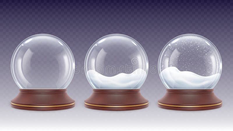 Globo di vetro a neve realistico 3d nevicate nelle nevi invernali nella bolla di cristallo. giocattolo decorativo per il nuovo ann
