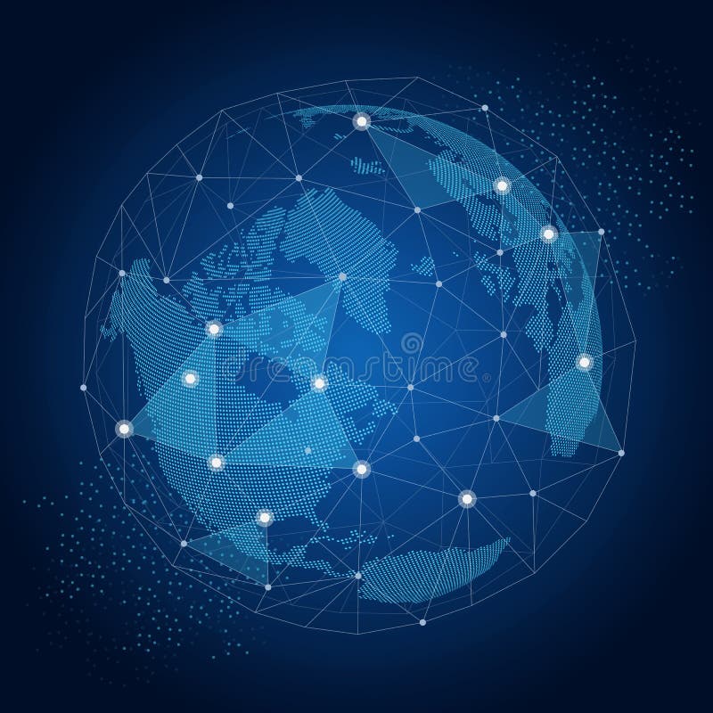 Globo do mundo com conceito global das conexões da rede ilustração do vetor Globo do mundo com conceito global das conexões da rede ilustração do vetor