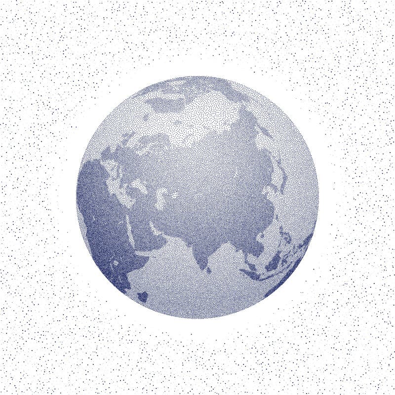 Globo estilizado punteado vector del mundo asia ilustración del vector Globo estilizado punteado vector del mundo asia ilustración del vector