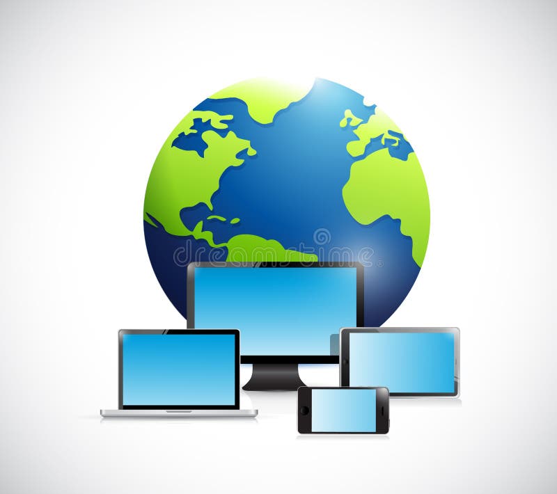 Globo e eletrónica internacional ilustração royalty free