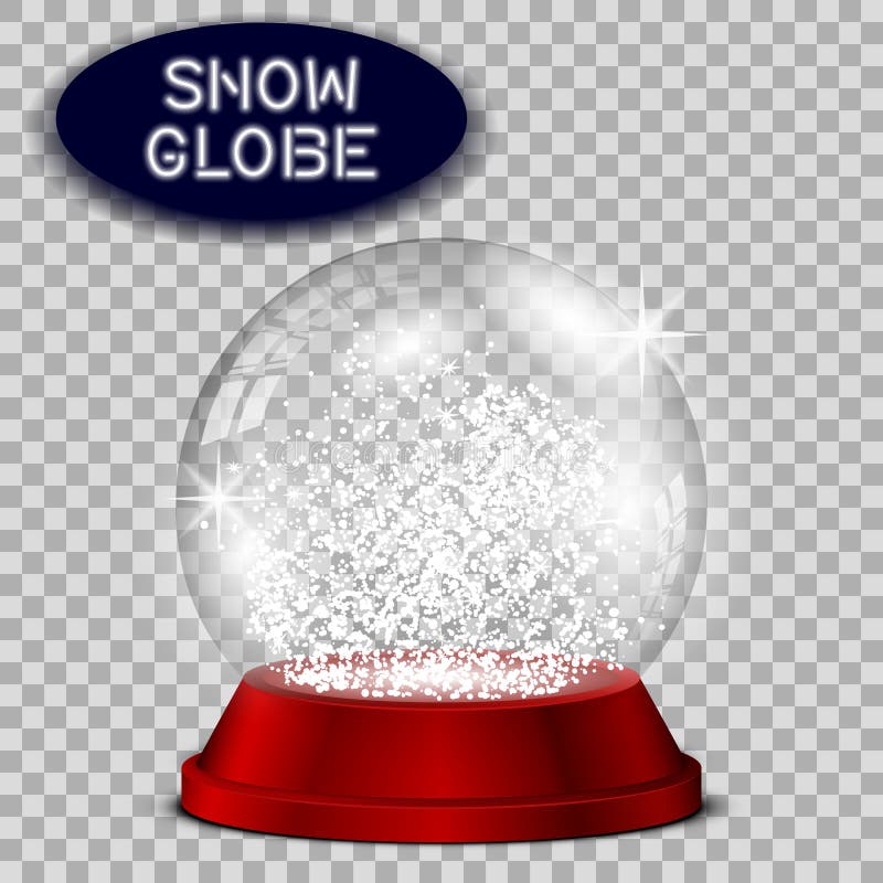 Globo rosso della neve trasparente ed isolato per progettazione