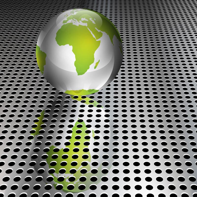 Globo verde metallico sulla griglia del bicromato di potassio royalty illustrazione gratis Globo verde metallico sulla griglia del bicromato di potassio royalty illustrazione gratis