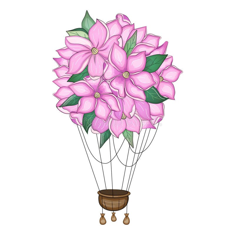 Globos de aire caliente salva la boda de la fecha. Globo de aire caliente. el globo se compone de flores anemone peony magnolia violet a un hermoso ramo