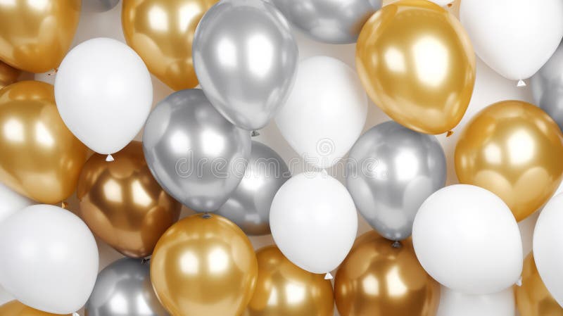Globos de helio cromados en la sala de cumpleaños. red neural ai generada foto de archivo