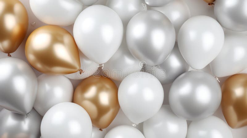 Globos de helio cromados en la sala de cumpleaños. red neural ai generada fotografía de archivo libre de regalías