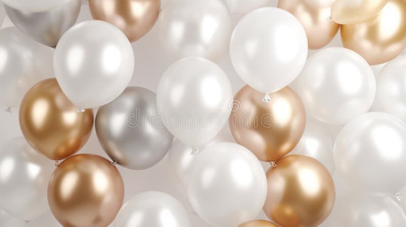 Globos de helio cromados en la sala de cumpleaños. red neural ai generada foto de archivo