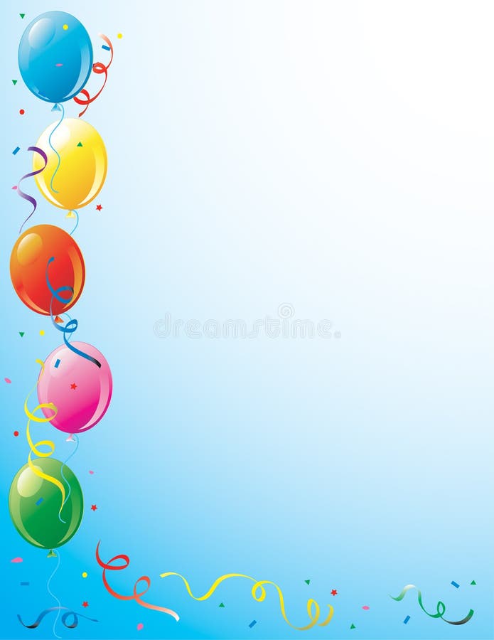 Globos del partido y frontera del confeti stock de ilustración Globos del partido y frontera del confeti stock de ilustración