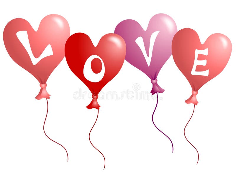 Globos en forma de corazón del amor del día de tarjeta del día de San Valentín stock de ilustración