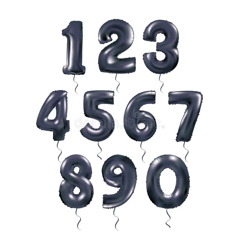 Globos metálicos 123 de la letra negra ilustración del vector Globos metálicos 123 de la letra negra ilustración del vector