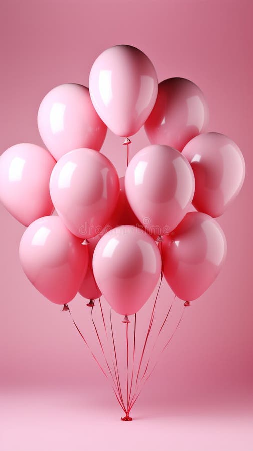 Globos pastel sobre fondo rosa 3d representando el espacio de fondo de la fiesta de cumpleaños ilustración del vector