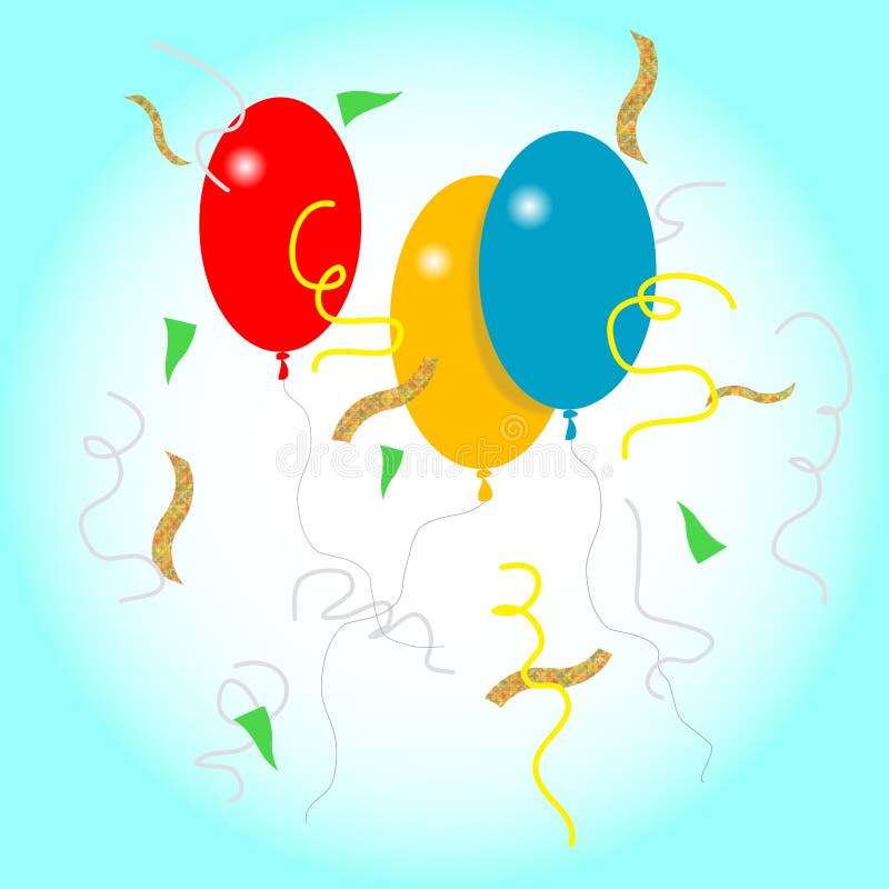 Globos y confeti ilustración del vector Globos y confeti ilustración del vector