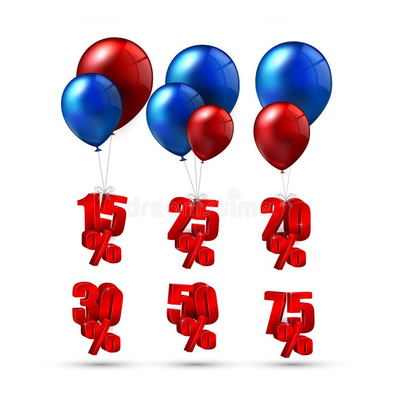 Globos y descuentos en fondo aislado libre illustration Globos y descuentos en fondo aislado libre illustration