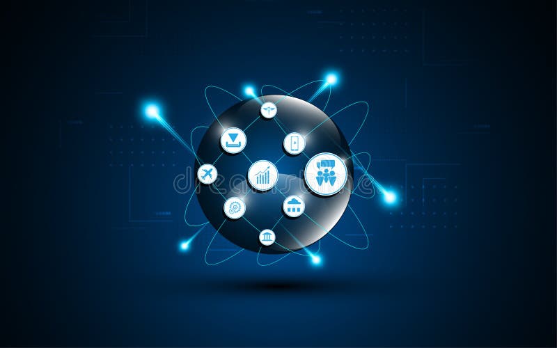 Globul digital cu concept de inovație în domeniul telecomunicațiilor stock illustration