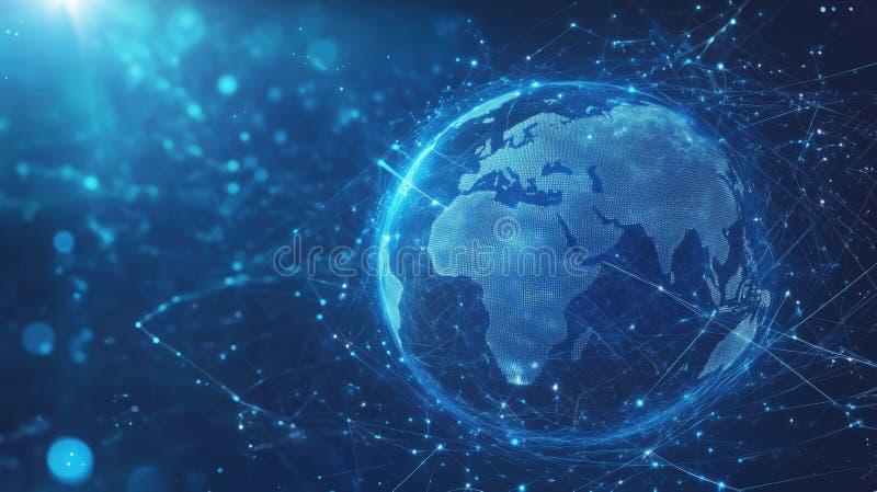 Globul digital cu conexiuni la rețea și vizualizare de date stock illustration