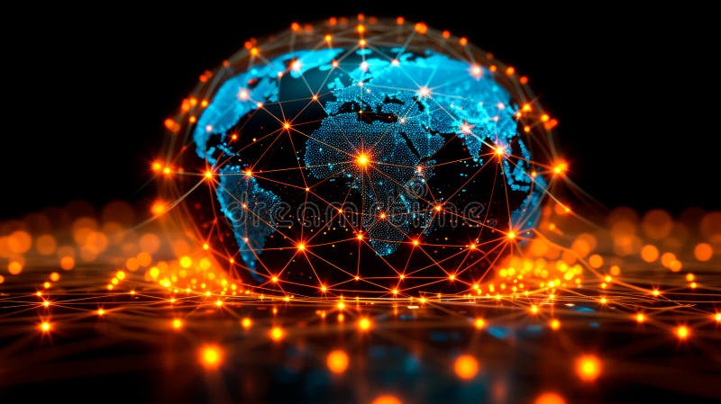 Globus sieci cyfrowej z globalnymi węzłami łączności ilustracji