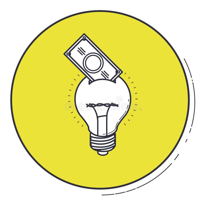Gloeilamp en rekening binnen groen knoopontwerp royalty-vrije illustratie Gloeilamp en rekening binnen groen knoopontwerp royalty-vrije illustratie