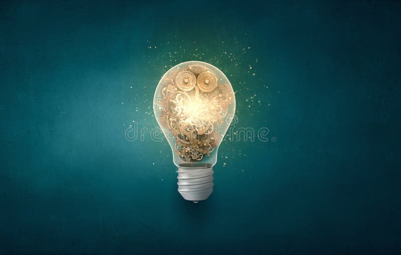 Gloeilamp met tandraderen stock afbeelding Gloeilamp met tandraderen stock afbeelding