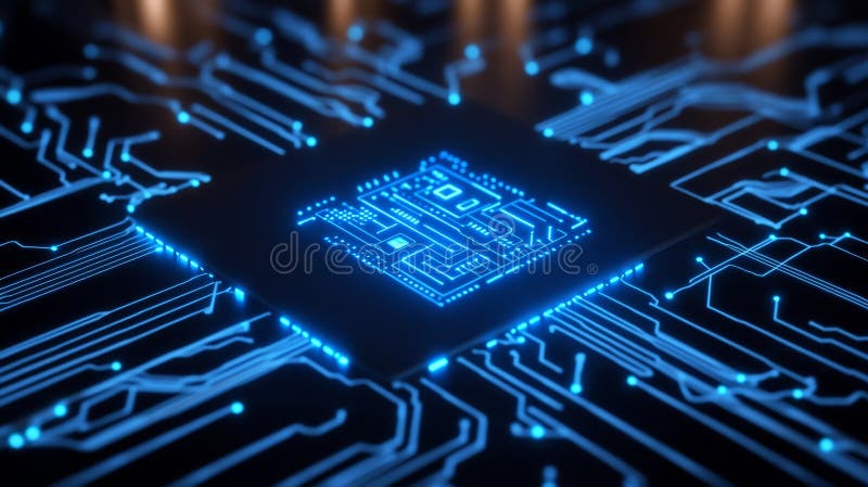 Glop Circuit Board 3D Render Digital Concept Technology, AI Technology Artificial Intelligence vektor illustrationer