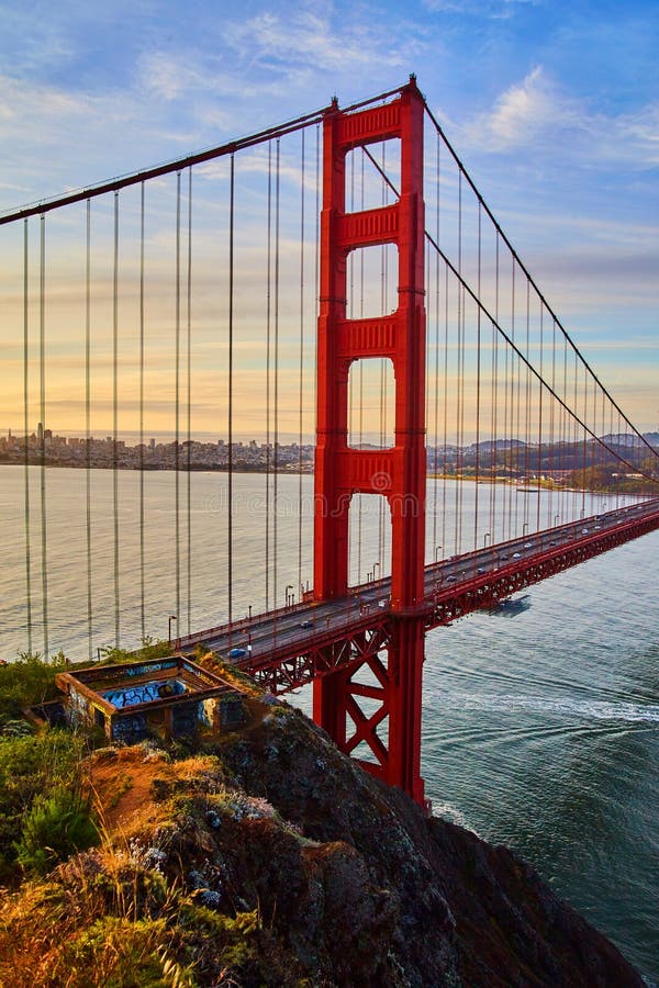 Glorious Sunrise Light Hitting Red Golden Gate Bridge in San Francisco ...