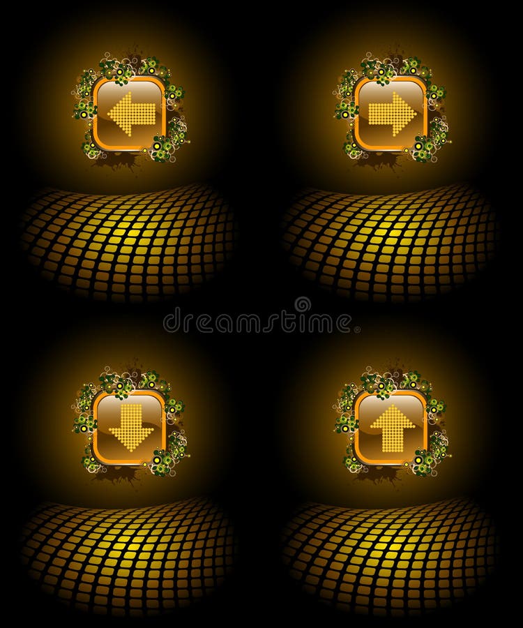 Glossy arrow sign icon with black drop shadow. Variation color for web internet button. vector illustration