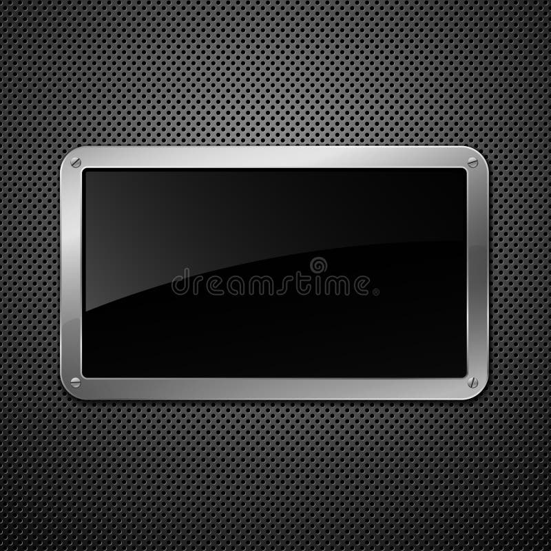 Glossy black plate on a metallic background. royalty free illustration Glossy black plate on a metallic background. royalty free illustration