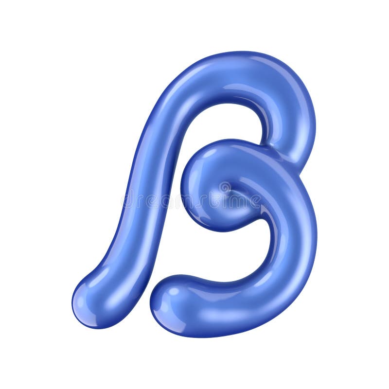 Glossy blue letter B uppercase. 3D rendering stock illustration