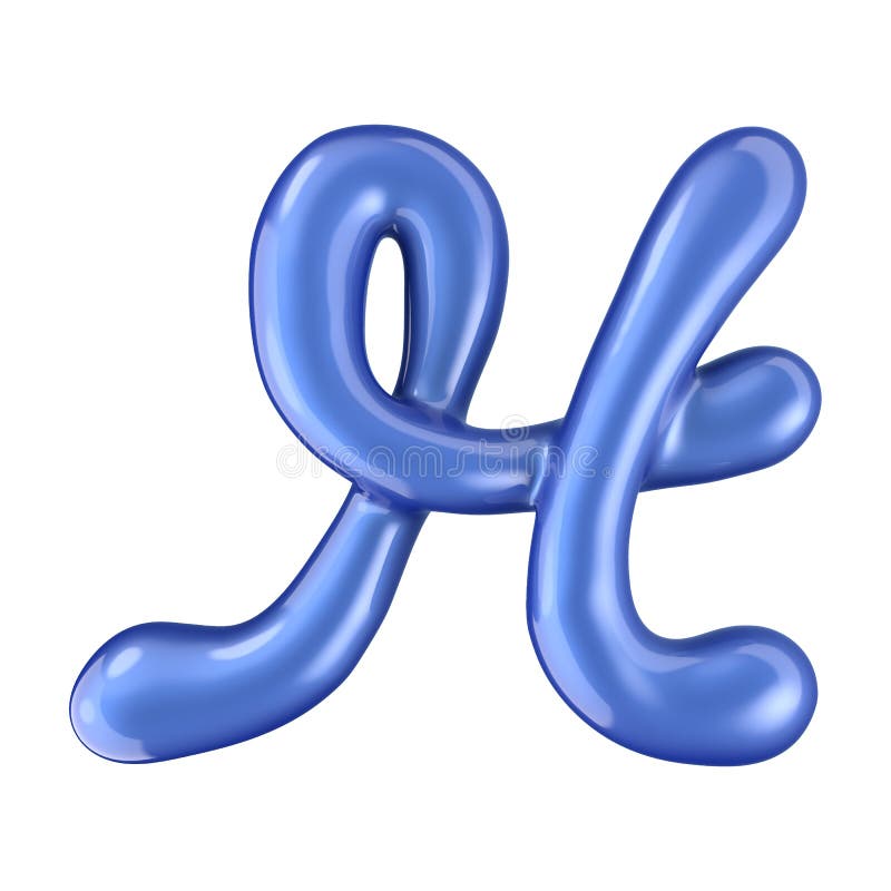 Glossy blue letter H uppercase. 3D rendering vector illustration