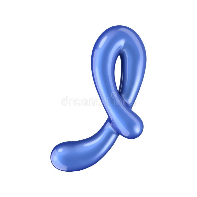 Glossy blue letter I uppercase. 3D rendering vector illustration