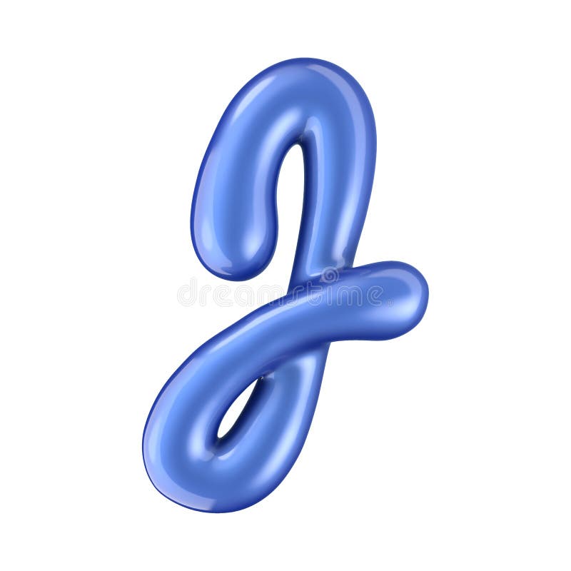Glossy blue letter J uppercase. 3D rendering vector illustration